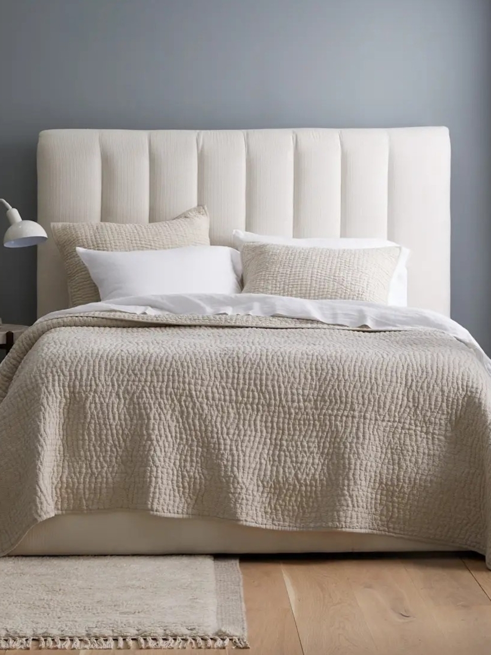 Quince European Linen Cotton Stitch Quilt Set - King/Cal-King - Natural - Picture 2 of 4